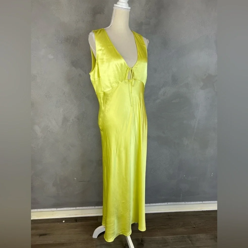 Rails Cindi Sleeveless Satin V Neck Midi Dress